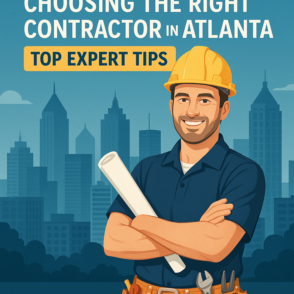 A contractor reviewing blueprints at a construction site in Atlanta.