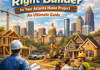 A guide open on a table showing steps to choose the right builder for a home project in Atlanta.