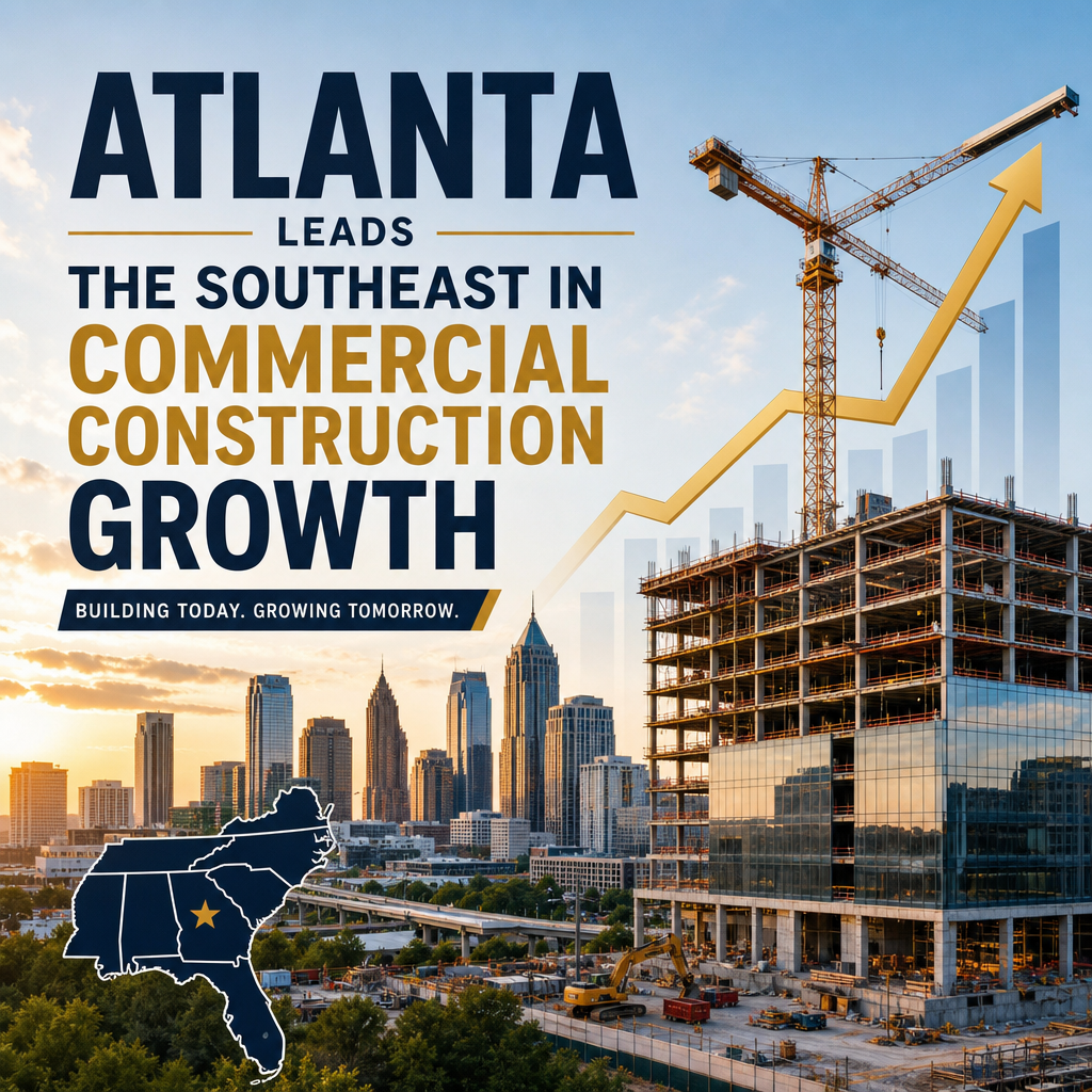 Atlanta skyline with construction cranes showing commercial construction growth in the Southeast
