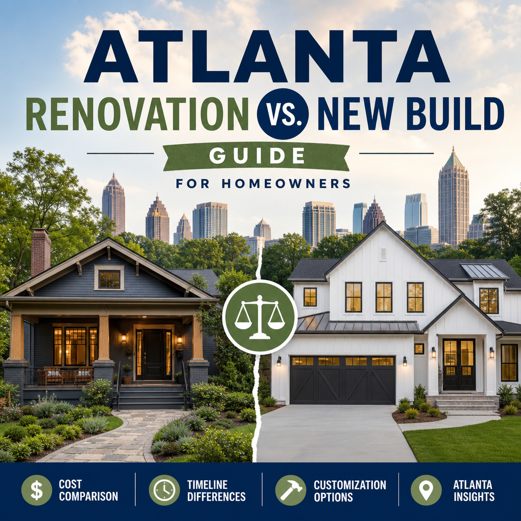 renovation vs new build illustration for Atlanta Renovation vs. New Build Guide for Homeowners