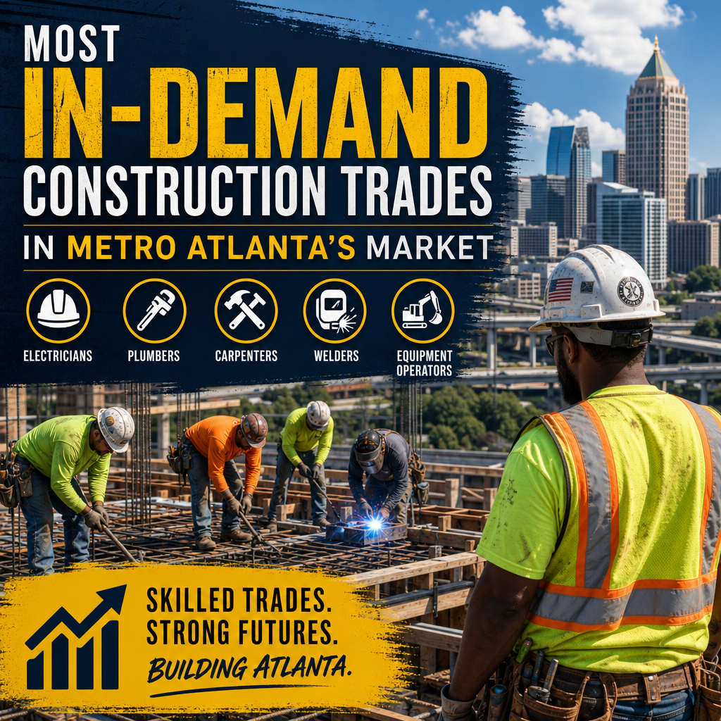 Electricians, plumbers, carpenters, welders, and equipment operators in Metro Atlanta's in-demand construction trades