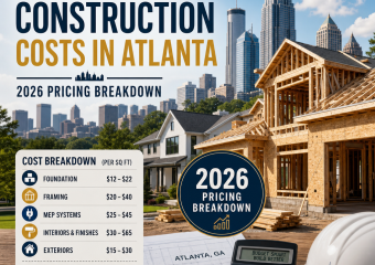 Atlanta residential construction cost breakdown chart showing 2026 prices per square foot.