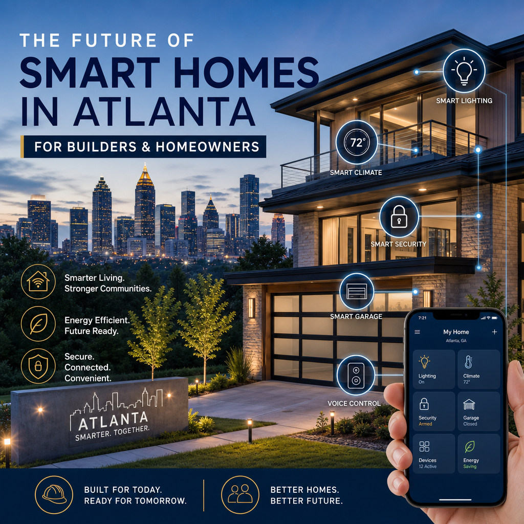 Modern Atlanta smart home with lighting, climate control, security, garage, and voice control features